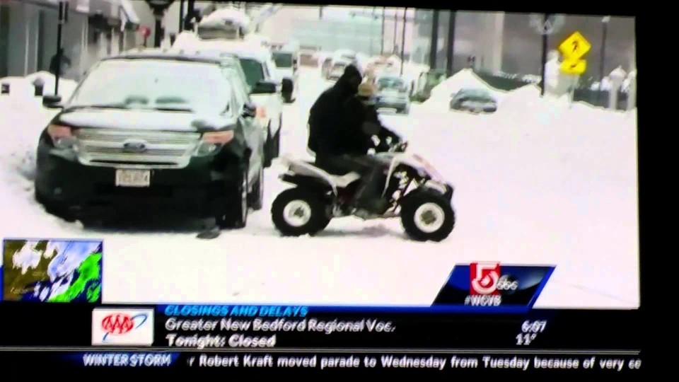 ATV Crash during Boston Blizzard 2015 on TV