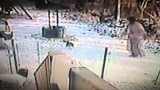 Woman kicks snow into cats face, cat gets revenge.
