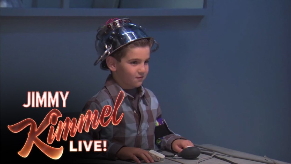 Jimmy Kimmel puts a fake lie detector on a kid and messes with him.