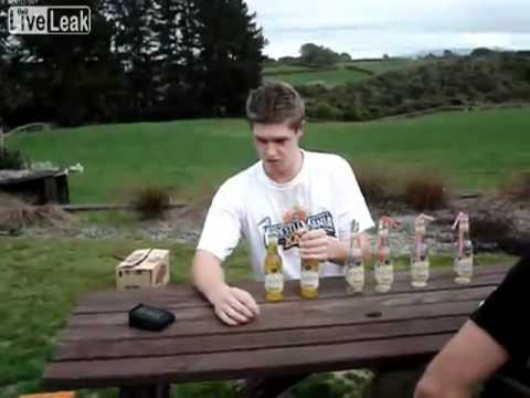 Man drinks 6 beers in 2 minutes and then surprise!