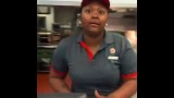 Burger king employee loses her temper on customer complaining about her shake.