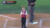 Kid Hiccups During National Anthem